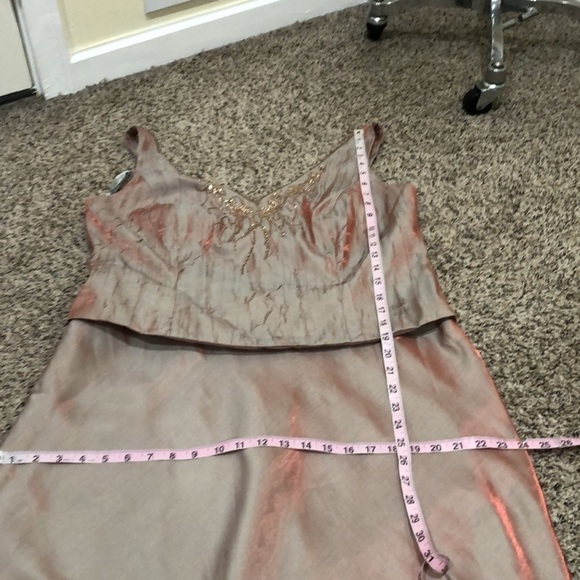 David’s Bridal Gown Maxi Dress Size 14W Iridescent Blue Pink Rhinestone Sequins - Picture 7 of 10